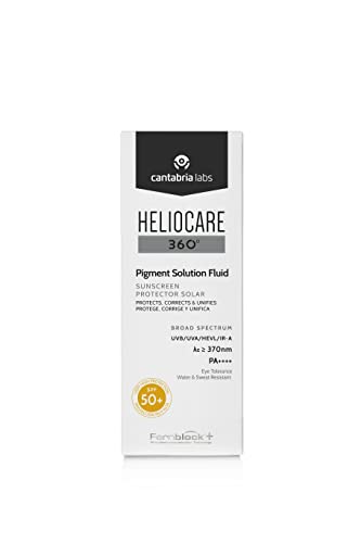 Heliocare 360° Pigment Solution Fluid Spf 50+, Crema Solar Facial, Ultraligero, Previene y Corrige Manchas, Unifica el Tono de la Piel, Sin Color, 50 Mililitros