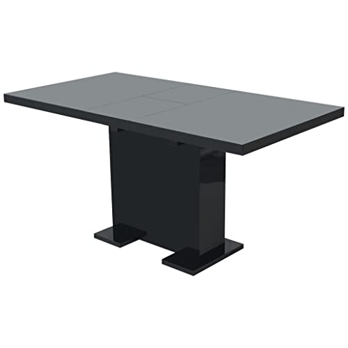 vidaXL Mesa de Comedor Extensible Negra Brillante Mueble Mobiliario MDF Acero