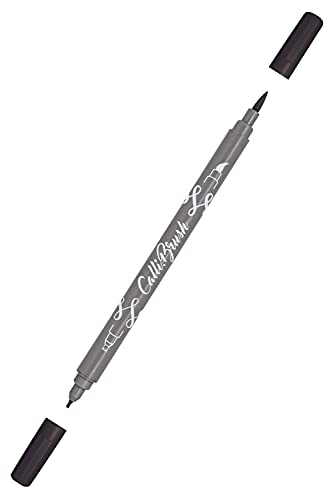 Online 19052/6 – Bolígrafo de punta doble con punta de caligrafía y punta de pincel, color negro