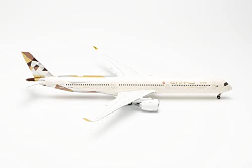 Herpa Miniatura del avión Etihad Airways Airbus A350-1000, A6-XWA, Escala 1/200, Modelo prefabricado, maqueta de colleción, modelismo, Avion con Soporte, Figura plástico