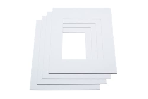 LIVINGTREE® 5 paspartú blanco (tamaño exterior: 30 x 40 cm/tamaño interior: 20 x 30 cm) para fotos y marcos de fotos, 1,4 mm de grosor, calidad de museo, borde de corte de 45°, fabricado en Alemania.
