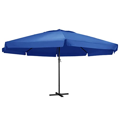 vidaXL Sombrilla de Pared con Palo de Aluminio Parasol Paraguas Quitasol Artículos de Exterior Jardinería Terraza Aire Libre Azul Celeste 500 cm