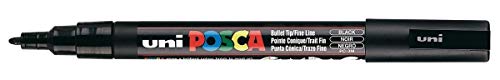 Uni Posca PC-3M Black Colour Paint Marker Pen 1.5mm Fine Bullet Nib Writes On Any Surface Plastic Glass Wood Fabric MetaL by Posca