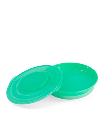 Twistshake Plato Sellado con Tapa PP y Fondo de Silicona , Alimentación para bebes, Vajilla Libre de BPA, 6+ Meses, Verde Pastel