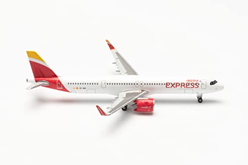 Herpa Modelo de avión Airbus A321neo Iberia Expres - Lanzarote, Fiel a su Escala Original de 1:500 - Modelo de avión, Pieza de colección, decoración, sin peana, Miniatura de Metal