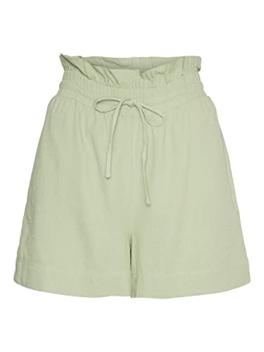 Vero Moda Vmmymilo HW Paperbag-Pantalones Cortos, Verde Claro, M para Mujer