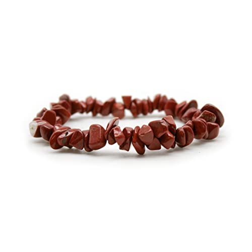 DOJA Barcelona | Pulsera Chip Jaspe Rojo | PACK 2 | Jaspe Rojo Piedra Natural | Pulseras Elasticas Minerales Naturales, Piedras Energeticas, Cristales Curativos | Piedras Curativas Hombre y Mujer