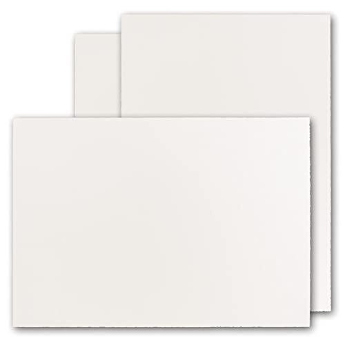 Zerkall-Bütten - Tarjetas vintage DIN A4 papel verjurado auténtico, 210 x 297 mm, marfil semi mate, sin pliegue, superficie de pergamino