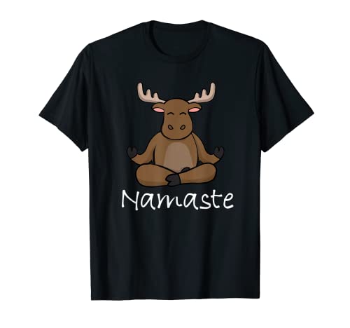 Adorable Alce De Dibujos Animados En Yoga Pose O Meditando Namaste Camiseta