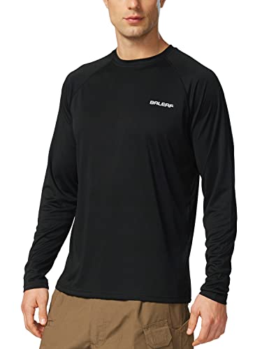 BALEAF Camisas de manga corta UPF 50+ para hombre, ligeras, protección solar, camisetas SPF para pesca, senderismo, correr, 01-Negro, Medium