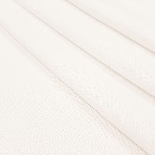 Bella - tela de algodón de lino natural para ropa y decoración - prelavada - por metro (Lino Blanco)