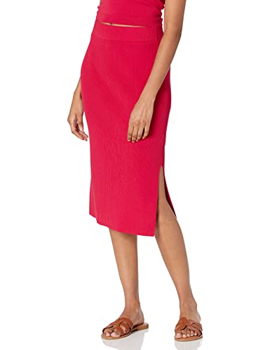 The Drop Falda midi Vera para mujer, ajustada, abertura en un lateral, punto, color rojo Candy Apple, S