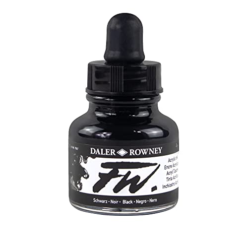 Daler Rowney - Fw Artistas Serie - Líquido Acrílico Tinta Botella - Indio Negro - 29.5ml