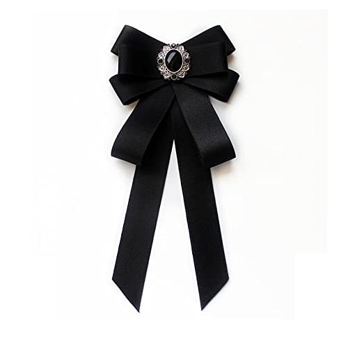 QQYG Pajarita negra hecha a mano para mujer, camisa de cristal, blusa con lazo , camisa de estudiante escolar, accesorios de ropa de negocios, 40