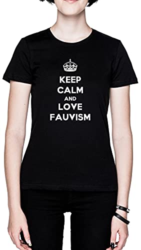 Keep Calm and Love Fauvism Negro Mujer Camiseta Tamaño 3XL Black Women's tee Size 3XL