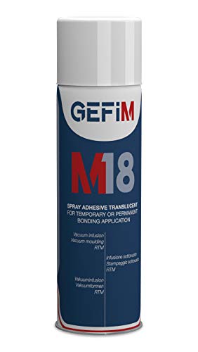 ACM Pegamento en spray Gefim M18 reposicionable y transparente para tejidos, madera, cartón, laminados plásticos, goma sintética, resistente a altas temperaturas, 500 ml
