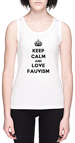 Keep Calm and Love Fauvism Blanca Mujer Camiseta De Tirantes Tamaño L White Women's Tank tee Size L