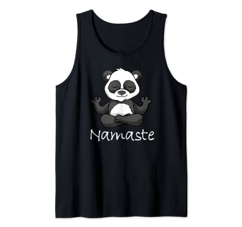 Adorable Panda De Dibujos Animados En Yoga Pose O Meditando Namaste Camiseta sin Mangas