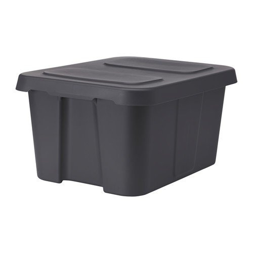 Ikea Caja transparente con tapa; en gris oscuro; para interior y exterior; (58 x 45 x 30 cm)