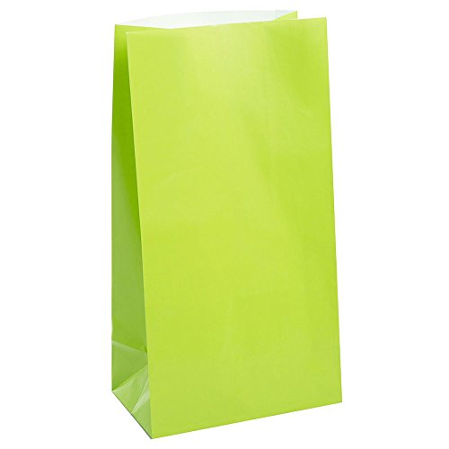 Unique 12 bolsas de regalo de papel, color verde lima, paquete de 30 (59017)