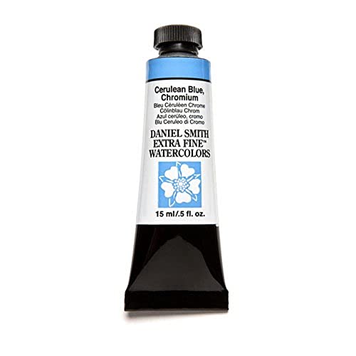Daniel Smith Tubo de pintura de acuarela extrafina de 15 ml, cromo azul ceruleano