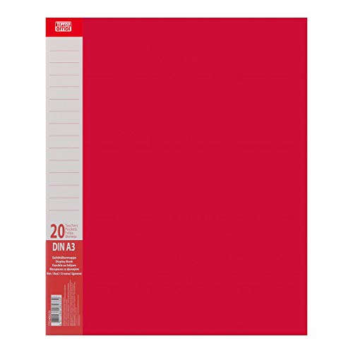 TTO - Carpeta con 20 fundas (PP, A3), color rojo