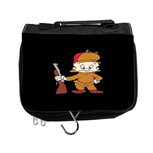 Encantador Elmer Fudd Holding Escopeta Mano Sobre Cadera HD Fondo Negro Sólido Looney Tunes Amantes de dibujos animados Multi Uso Belleza Maquillaje Pastilla Medicina Contenedor Neceser Bolsa y Más