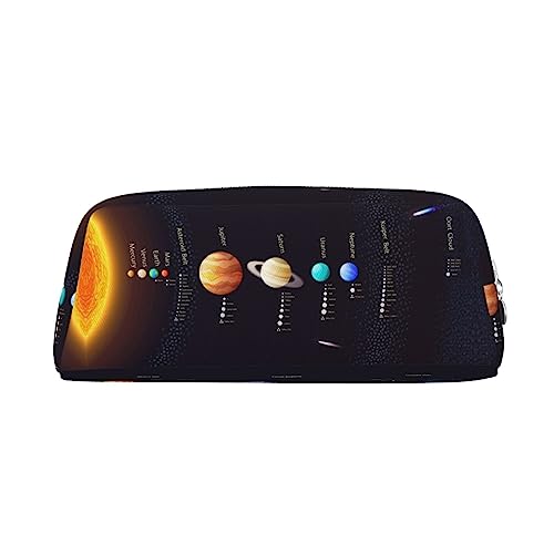 Solar System Jupiter Saturn - Estuche de piel con diseño de Júpiter Saturno, color, 5.0cm*10.5cm*20.5cm, Estuche para lápices