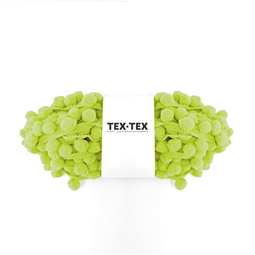 TEXTEX = Fleco de Madroños para Manualidades y Decoración. Composición 100% Acrílico. Largo de 2,5cm. Piezas de 10m - (Verde Pistacho)