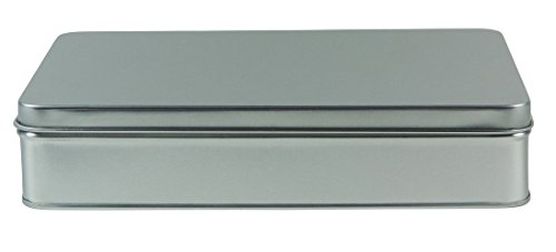 mikken # 45817 # 1 Rectangular Tarro/Galletas./Caja de Metal/Praline Lata Color Plateado, Metal, Plata, 20 x 13 x 4.5 cm