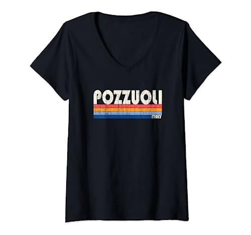 Pozzuoli - Estilo retro de los años 70 y 80 Camiseta Cuello V