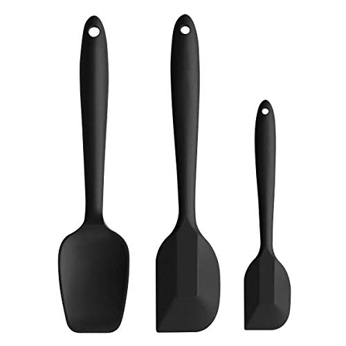 iNeibo Espátulas de Cocina Paletas de Cocina Silicona Lengua de Cocina Resistente al Alto Calor Juego de 3 piezas | Negro