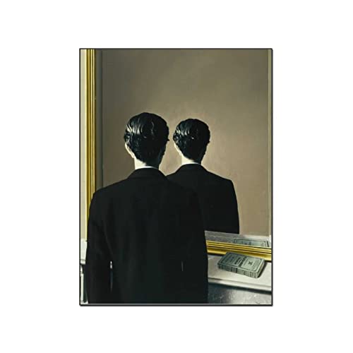 ALOKIT Lienzos De Fotos Surrealismo clásico Obras de René Magritte Reproducciones Pintura de imágenes Cartel de Lienzo Impresiones Arte Mural Imagen 50x70cm Sin Marco