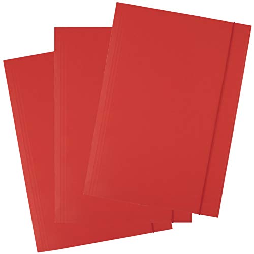 D.RECT ​​Paquete de 25 Carpetas de Cartón con Banda Elástica | Carpeta Organizativa | Carpeta de Documentos de 300g | Rojo