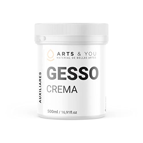Arts & You Gesso Crema, 500 ml, Blanco, Profesional, Imprimación Selladora para Bellas Artes Y Manualidades, Ideal para Tela, Madera y Cartón