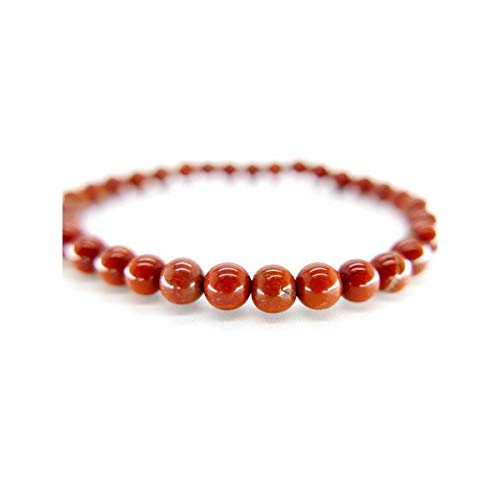 Pulsera de Jaspe Rojo, Bolas 6mm, Original, Pulsera para Hombre o Mujer Elástica, Minerales y Cristales, Belleza energética, Meditacion, Amuletos Espirituales