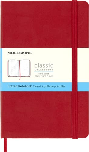 Moleskine - Cuaderno Clásico con Hojas Punteadas, Tapa Dura y Cierre Elástico, Color Rojo Escarlata, Tamaño Medio 11.5 x 18 cm, 208 Hojas