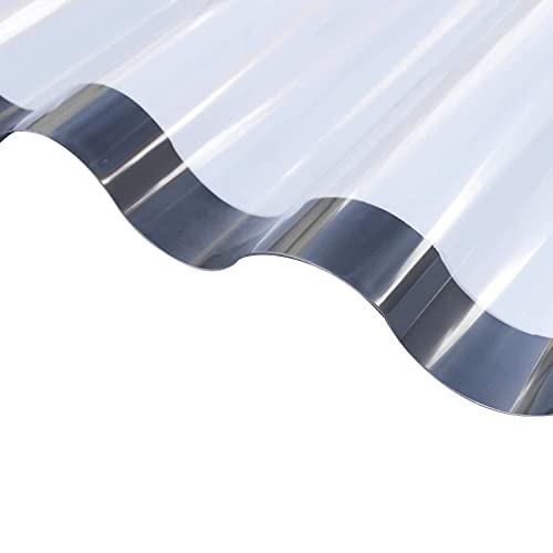 Ironlux - Plancha de policarbonato transparente ondulado gran onda - Espesor 0.9mm - 2000 x 1100 - Protección UV a 1 cara