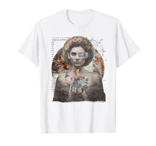 Collage vintage gótico pintor artista estudiante retro niña Camiseta