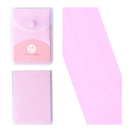 Vesaneae 160 Hojas Papel Secante de Aceite Facial, Papel Absorbente para Cara con Bolsillo, Papel de Control de Aceite Facial, Oil Control Blotting Paper, Cuidado de la Piel Grasa (Rosa)