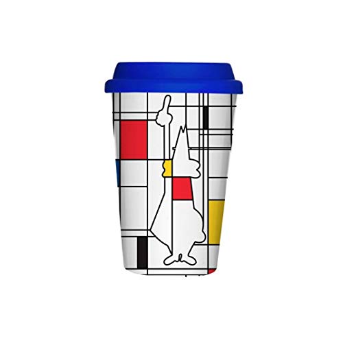 Bialetti MUG Take Away Mondrian Tazas de Desayuno, Vidrio, Multicolor