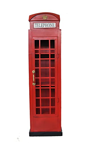 Kunibert Cabina telefónica inglesa de color rojo con puerta y estantes de 160 cm de altura de chapa.