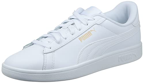 PUMA Unisex Adults' Fashion Shoes SMASH 3.0 L Trainers & Sneakers, PUMA WHITE-PUMA WHITE-PUMA GOLD, 44.5