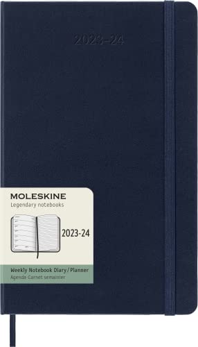 Moleskine Weekly Planner 2023-2024, Agenda de 18 Meses, Agenda Semanal de Tapa Dura, Tamaño Grande 13 x 21 cm, Color Azul Zafiro