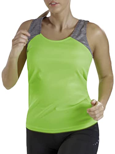 Asioka - Camiseta deportiva tirantes mujer - Camiseta de running para mujer - Camiseta técnica de tirantes - Color verde fluor