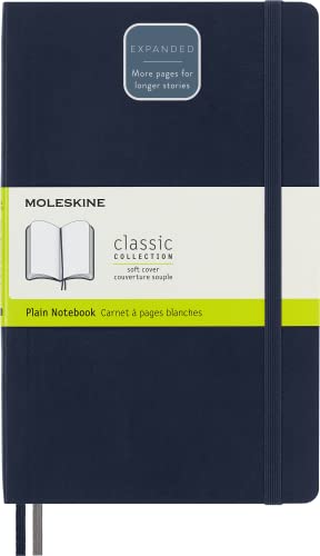 Moleskine - Cuaderno Clásico con Hojas en Blanco, Tapa Blanda y Cierre con Goma Elástica, Tamaño Grande 13 x 21 cm, Color Azul Zafiro, 400 Páginas