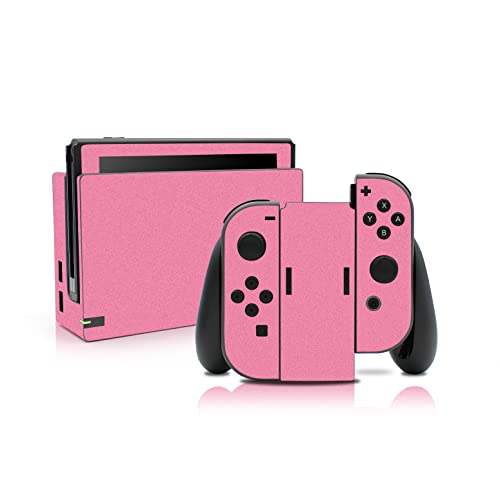 RX021 - Juego de pegatinas para consola Joy-Con y estación de carga, diseño adhesivo protector contra arañazos, ajuste perfecto, color rosa claro