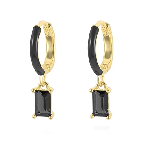 Pendientes Dorados Bisuteria Grandes, Pendientes Mujer Joven Aretes Cuadrado Negro Joyas Para Mujer