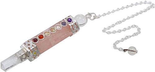 Péndulo Generador de Cuarzo Rosa con Chakras Amuleto Cristales Piedra Mineral Pendulo Cuarzo Rosa Amor