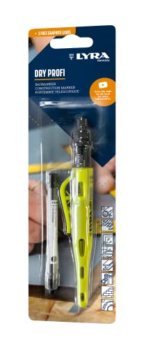 Lyra Dry L4498104 - Marcador de perforaciones profundas, incluye sacapuntas y clip, mina de grafito universal en 2B, 2,8 mm para todas las superficies en blíster + 3 minas de grafito universales